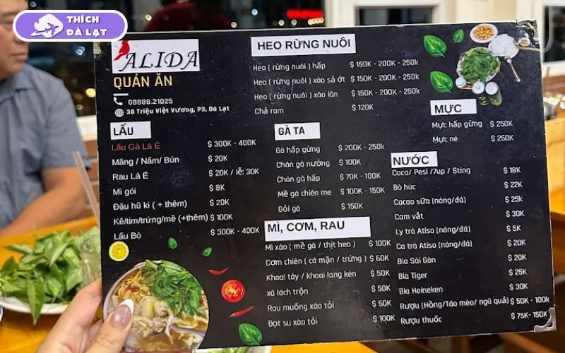 Quán Lẩu gà lá é Alida Đà Lạt view đẹp chuẩn vị Phú Yên bản sắc 7 lẩu gà lá é alida