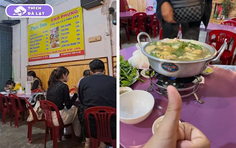 Quán Lẩu gà lá é Cao Phụng Đà Lạt gà ta cay thơm chuẩn Phú Yên 11 lẩu gà lá é cao phụng