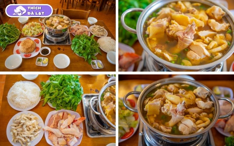 Quán Lẩu gà lá é Nhân Quán Đà Lạt gà thả vườn lá é tươi 9 lẩu gà lá é nhân quán