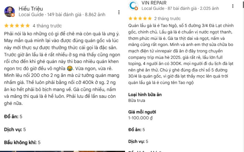 Lẩu gà lá é Tao Ngộ đường 3/4 quán lẩu nổi tiếng Đà Lạt 12 lẩu gà lá é tao ngộ đường 3/4