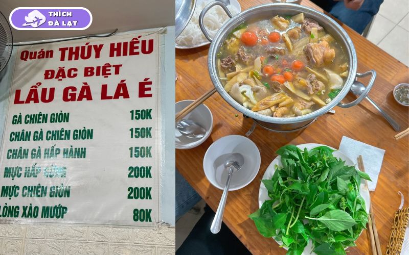 Quán Lẩu gà lá é Thúy Hiếu Đà Lạt gà mềm nước ngọt thanh 7 lẩu gà lá é thúy hiếu