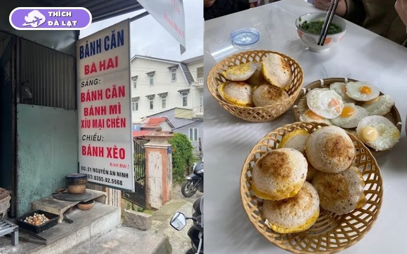 Quán Bánh căn Bà Hai Đà Lạt bánh trứng cút lòng đào béo ngậy 9 bánh căn bà hai