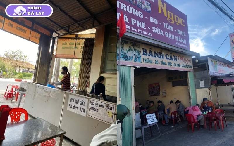 Quán Bánh căn Ngọc Đà Lạt bánh giòn nhân đầy xíu mại nóng hổi 9 bánh căn ngọc
