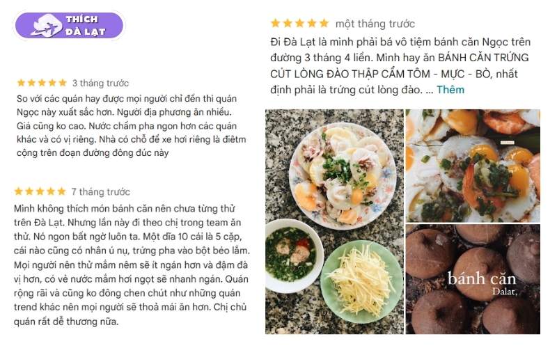 Quán Bánh căn Ngọc Đà Lạt bánh giòn nhân đầy xíu mại nóng hổi 12 bánh căn ngọc