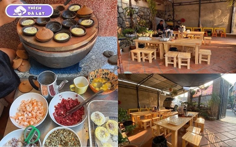 Quán Bánh căn Nhà Gạo Đà Lạt bánh nướng than giòn không gian ấm 10 bánh căn nhà gạo