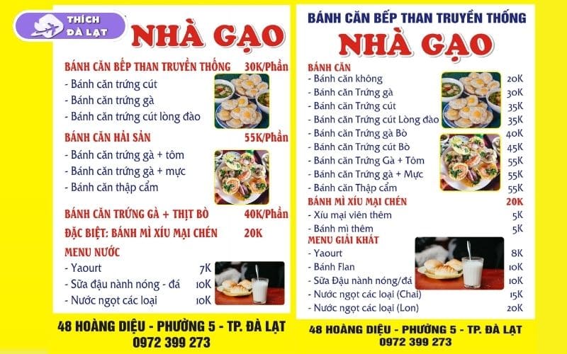 Quán Bánh căn Nhà Gạo Đà Lạt bánh nướng than giòn không gian ấm 11 bánh căn nhà gạo