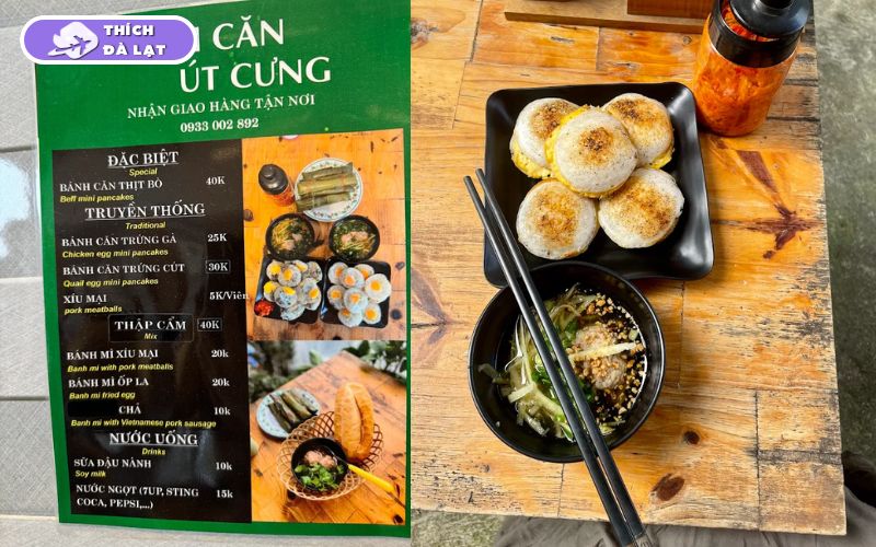 Quán Bánh căn Út Cưng Đà Lạt quán nhỏ sạch sẽ rất đông khách 8 bánh căn út cưng