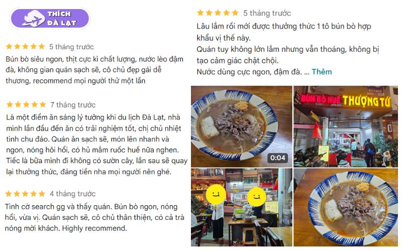 Bún bò Thượng Tứ Đà Lạt hương vị bún bò Huế 10 năm rõ nét 10 bún bò thượng tứ