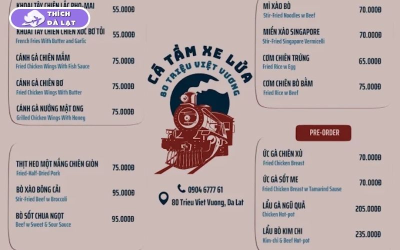 Quán Cá tầm Xe Lửa Đà Lạt lẩu cá tươi phục vụ bằng xe lửa mini 17 cá tầm xe lửa đà lạt