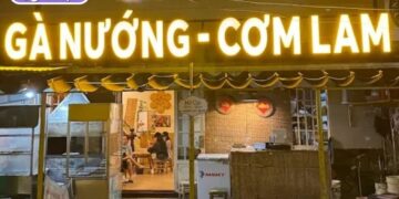 gà nướng cơm lam lửa hồng