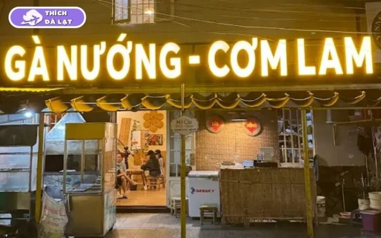 gà nướng cơm lam lửa hồng