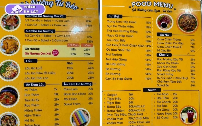 Quán Gà nướng cơm lam Tư Béo gà thả đồi nướng than Đà Lạt 8 gà nướng cơm lam tư béo