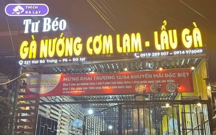 Quán Gà nướng cơm lam Tư Béo gà thả đồi nướng than Đà Lạt 6 gà nướng cơm lam tư béo