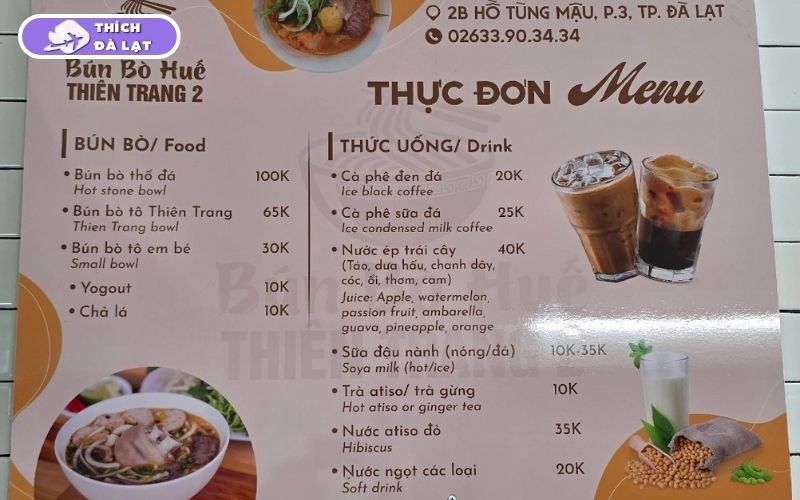 Quán Bún bò Thiên Trang Đà Lạt tô lớn rau nhiều ăn no buổi sáng 8 bún bò thiên trang đà lạt