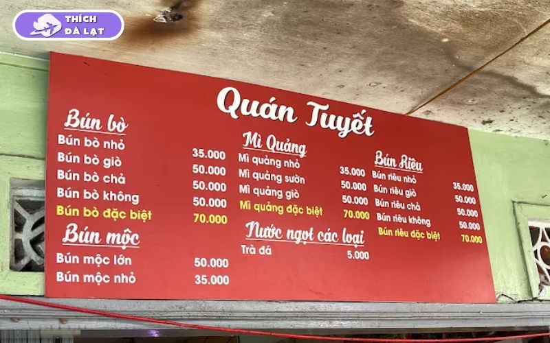Quán bún bò Tuyết Đà Lạt bún bò Huế đậm đà mở cửa 24 giờ 12 bún bò tuyết đà lạt