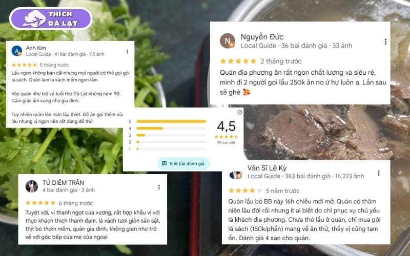 Quán lẩu bò BB Đà Lạt nước lẩu đậm đà hương vị dễ ăn 8 lẩu bò bb