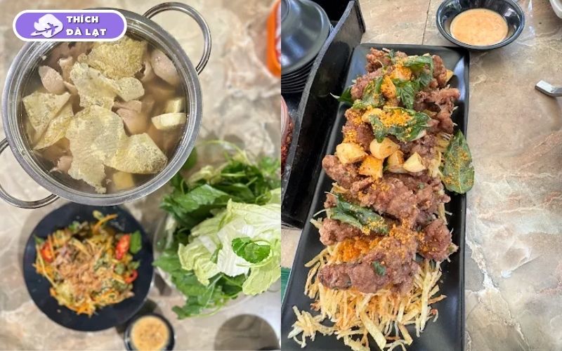 Quán lẩu bò Đà Lạt Balu hấp dẫn với nồi lẩu nhiều thịt bò tươi 11 lẩu bò đà lạt balu