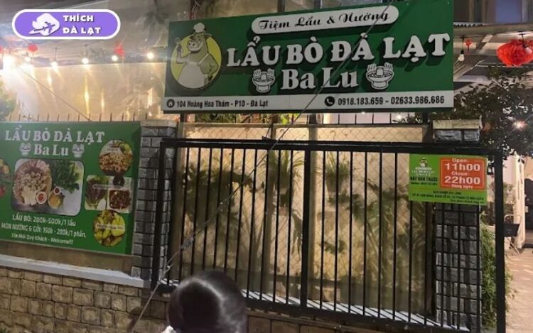 Quán lẩu bò Đà Lạt Balu hấp dẫn với nồi lẩu nhiều thịt bò tươi 6 lẩu bò đà lạt balu