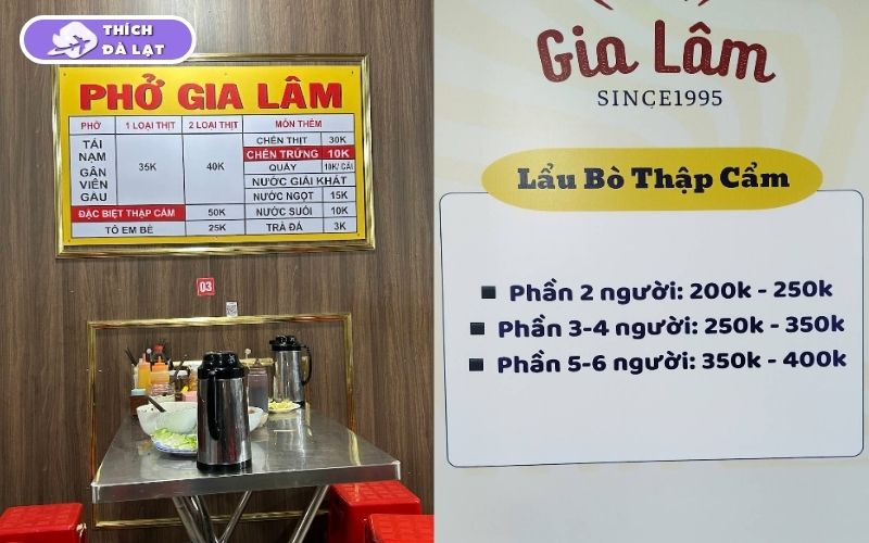 Quán lẩu bò Gia Lâm Đà Lạt nước lèo ngọt topping nhiều 8 lẩu bò gia lâm đà lạt