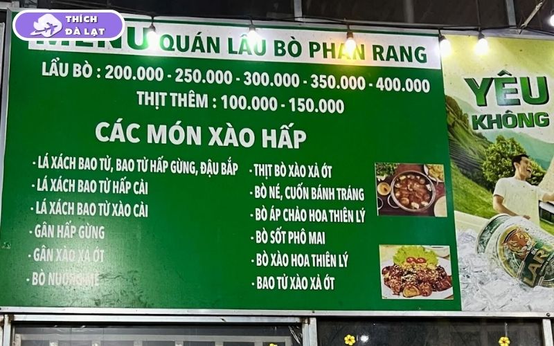 Quán lẩu bò Phan Rang Đà Lạt được lòng khách nhờ giá hợp lý 8 lẩu bò phan rang đà lạt