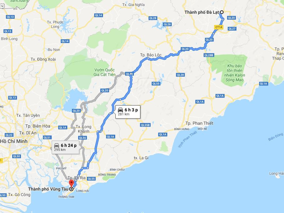 Từ Vũng Tàu Đi Đà Lạt Bao Nhiêu Km? Cẩm Nang Di Chuyển Chi Tiết Nhất 7 Bản đồ minh họa khoảng cách di chuyển giữa Vũng Tàu và Đà Lạt