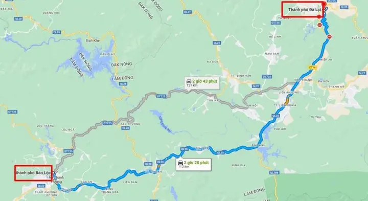 Bảo Lộc Cách Đà Lạt Bao Nhiêu Km? Cẩm Nang Di Chuyển Chi Tiết Từ A Đến Z 8 Bản đồ khoảng cách Đà Lạt Bảo Lộc